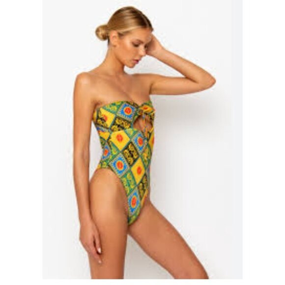 SOMMER SWIM Maxim Baroque One-Piece Halter Cut-Out Swimsuit Size Medium - Picture 1 of 7